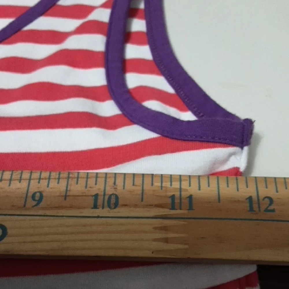 RUFFLE GIRL Striped Red and‎ Purple Dress with Purple Ruffle Shorts